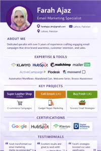 farahajaz portfolio onepager